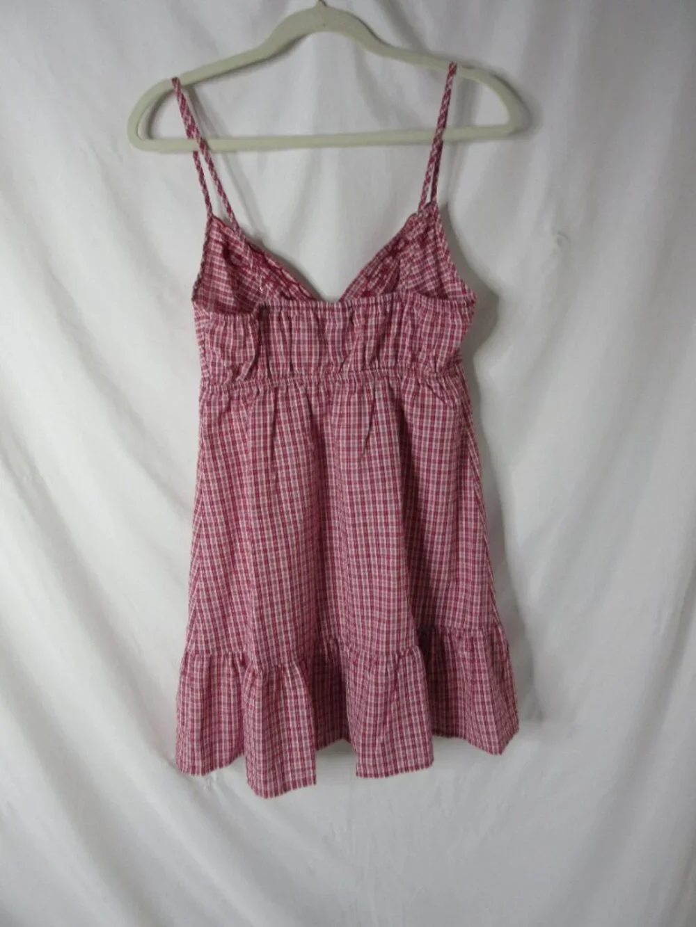 Wild Fable Mini Sun Dress Red White Check Plaid Embroidery Ruffle Size Small NWT - Picture 4 of 8